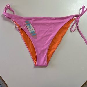 NWT Jolyn Fortuna Plus Size Reversible Pink/Orange String Bikini Bottom | 3X